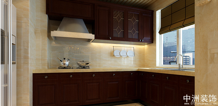 600平美式别墅厨房装修效果图