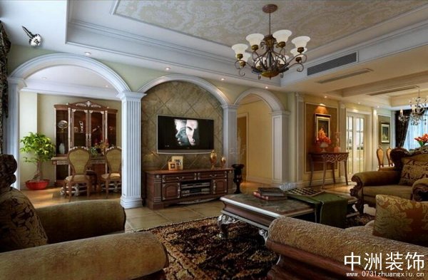 欧式古典风格 客厅造型实景图