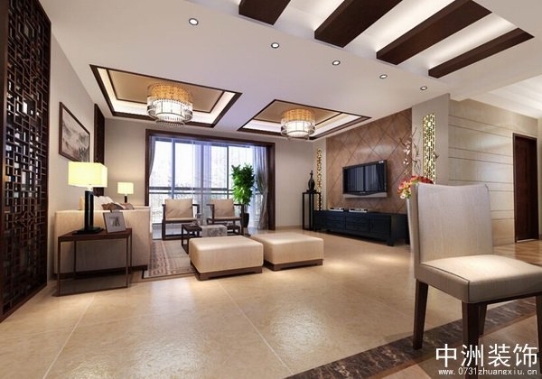 中式家装设计方案客厅效果图