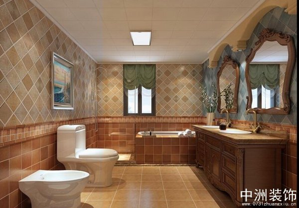现代美式装修浴室效果图